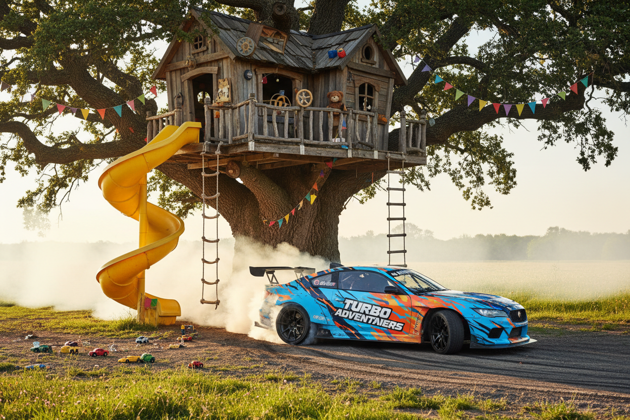 4wd drift race car with kids tree house